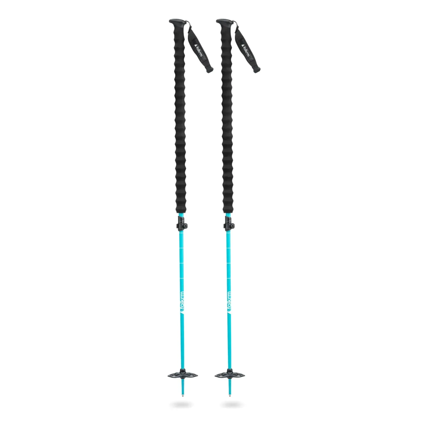 Folkrm Pahto Ski Poles in Glacier Blue, front view
