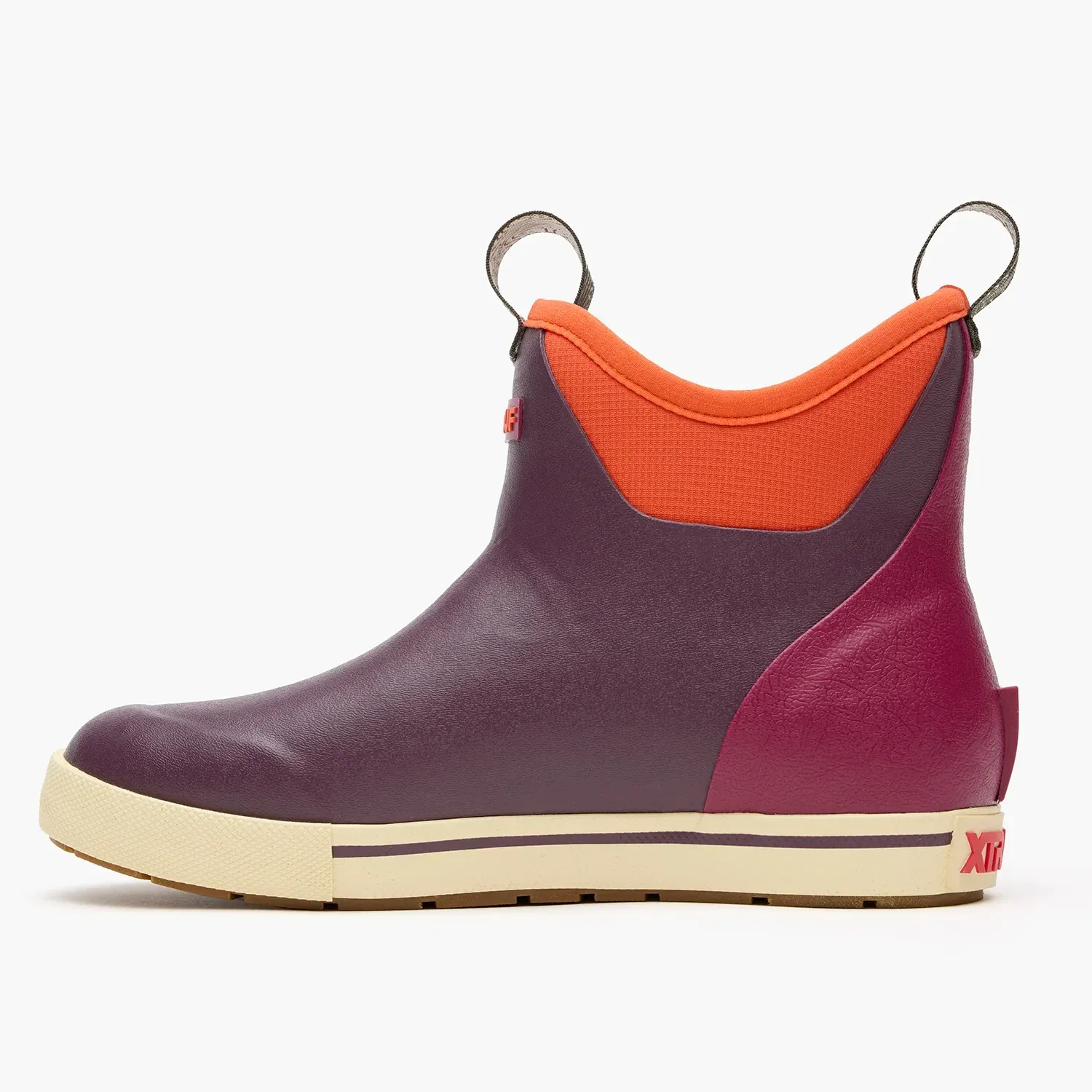 XTRATUF Women's Camp Fleece Lined Ankle Deck Boot in Fig Neon Flare, alternate view 1