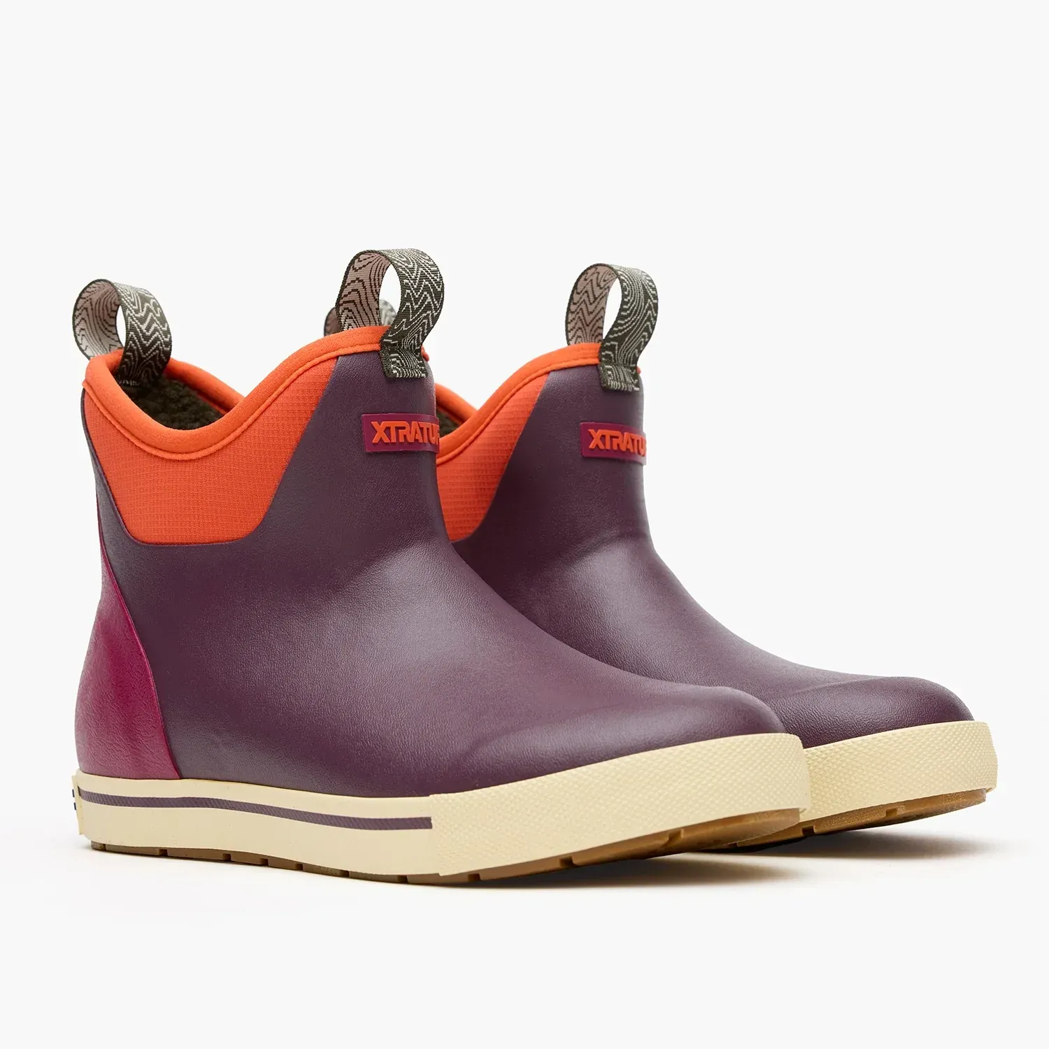 XTRATUF Women's Camp Fleece Lined Ankle Deck Boot in Fig Neon Flare, alternate view 2