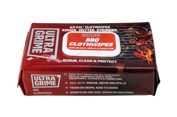 UltraGrime® Life: BBQ Clothwipes - Pack 60 XXL+ (Case of 8)