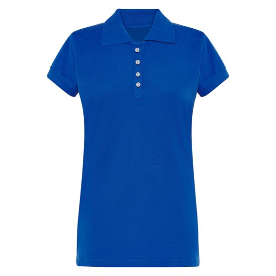 Polo manica corta 180gr 100% cotone donna bottoni bianco trasparente