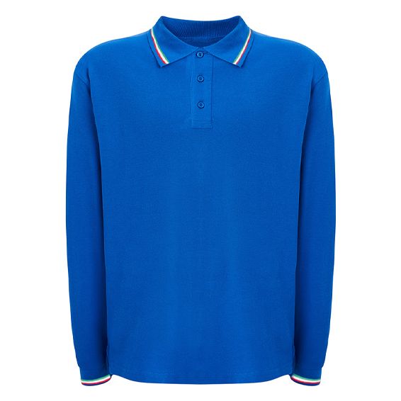Polo manica manica lunga con pipping italia 180gr 100% cotone
