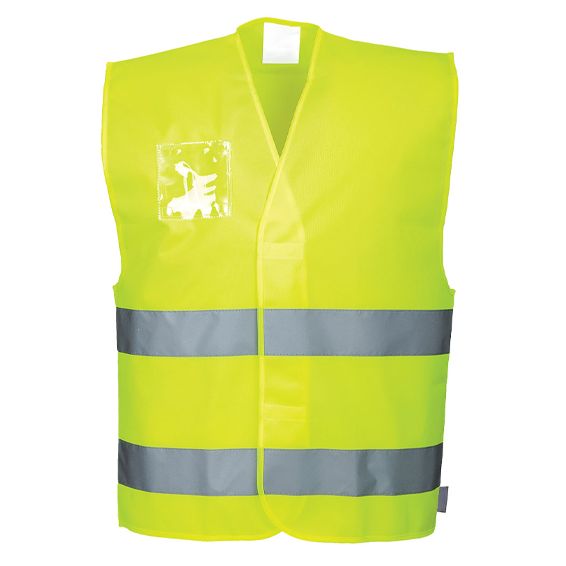 Gilet H.V. con porta badge 100% pol.