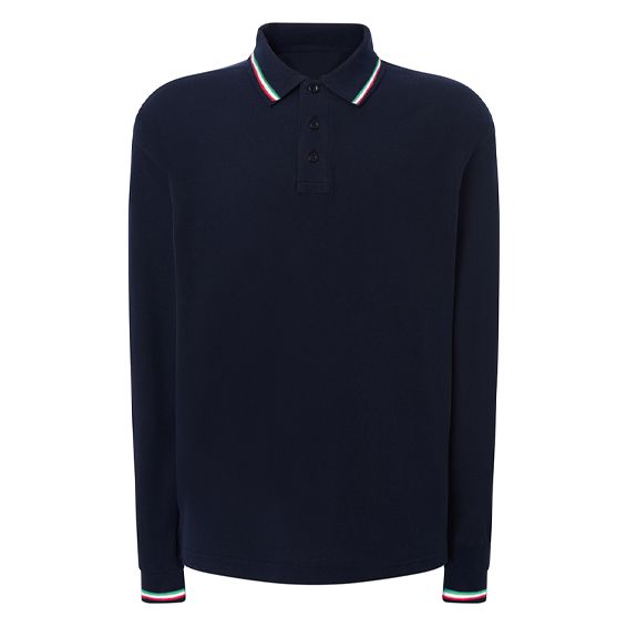 Polo manica manica lunga con pipping italia 180gr 100% cotone