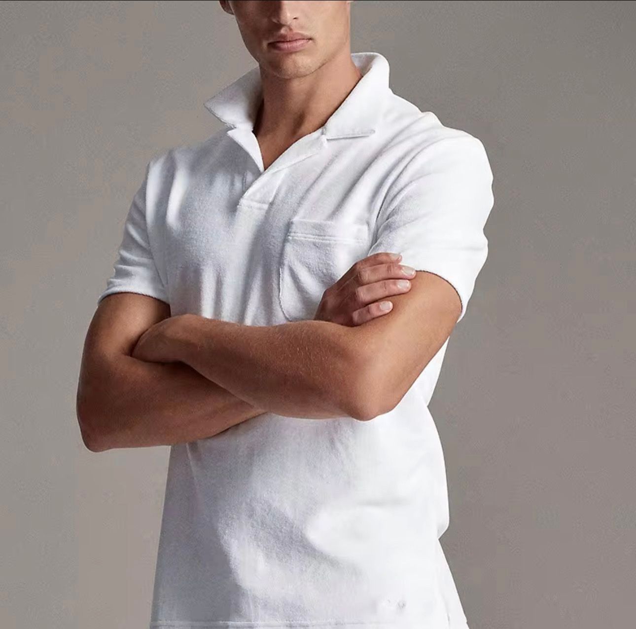 Pure White Toweling Polo