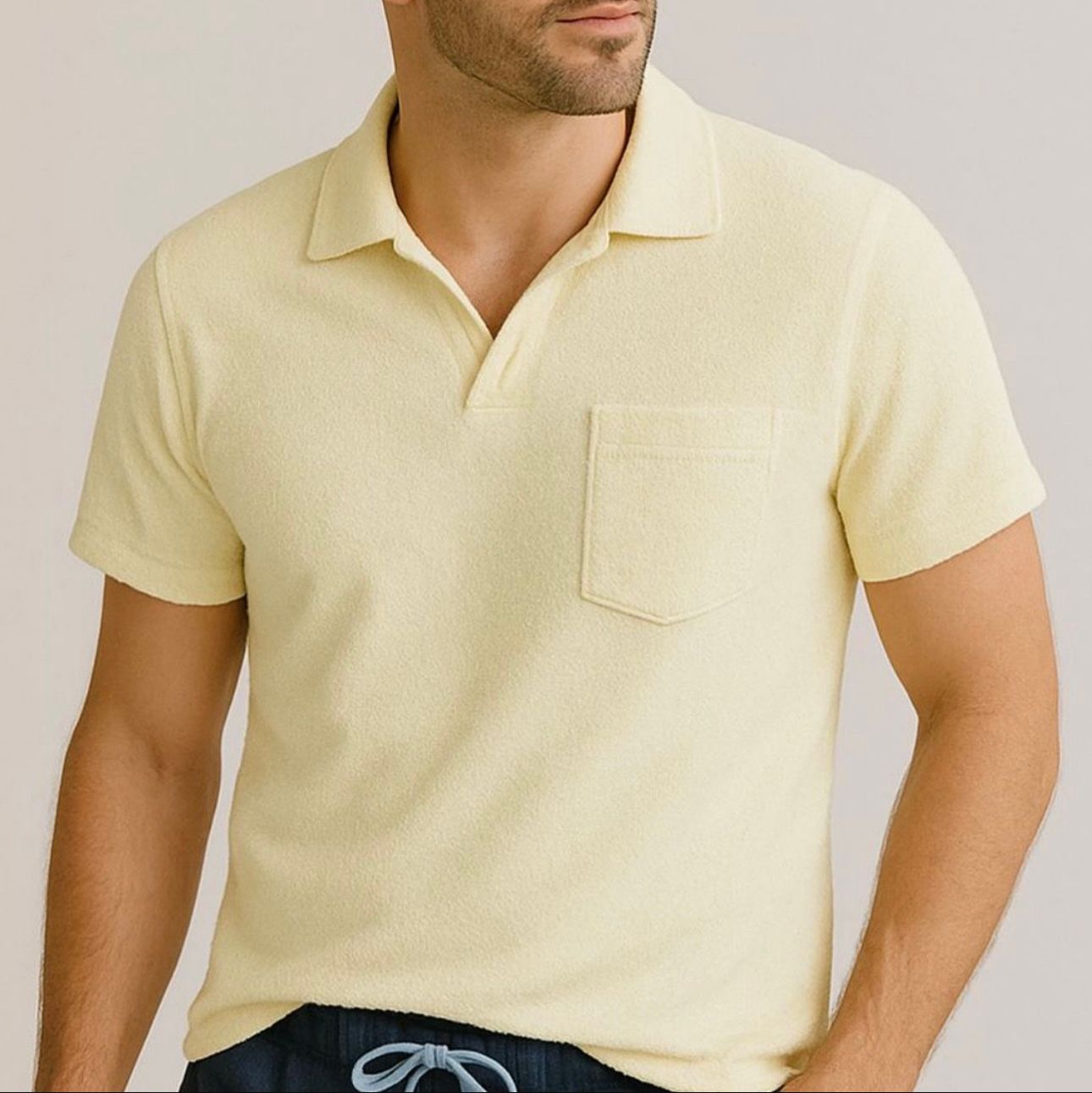 Pale Yellow Toweling Polo