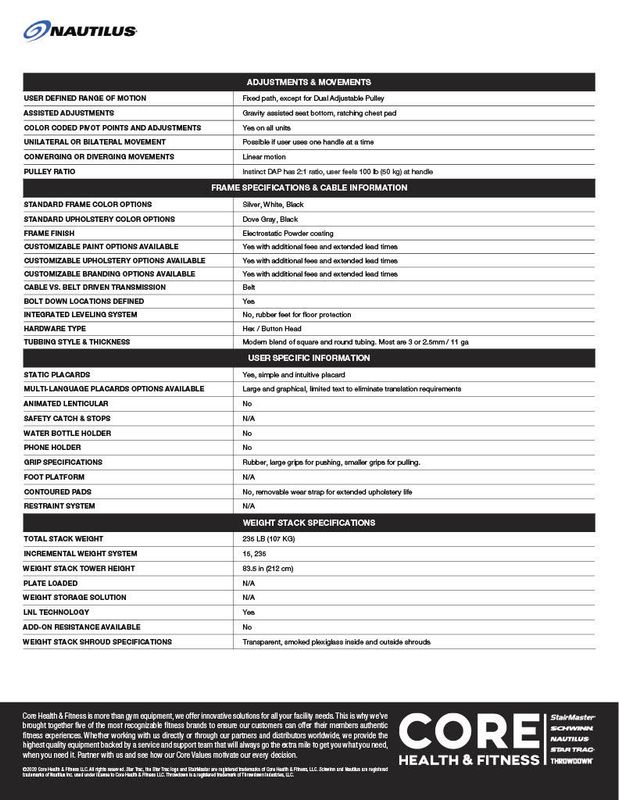 NAUTILUS INSTINCT DUAL LAT PULL DOWN/ VERTICAL ROW NAUTILUS INSTINCT DUAL LAT PULL DOWN/ VERTICAL ROW