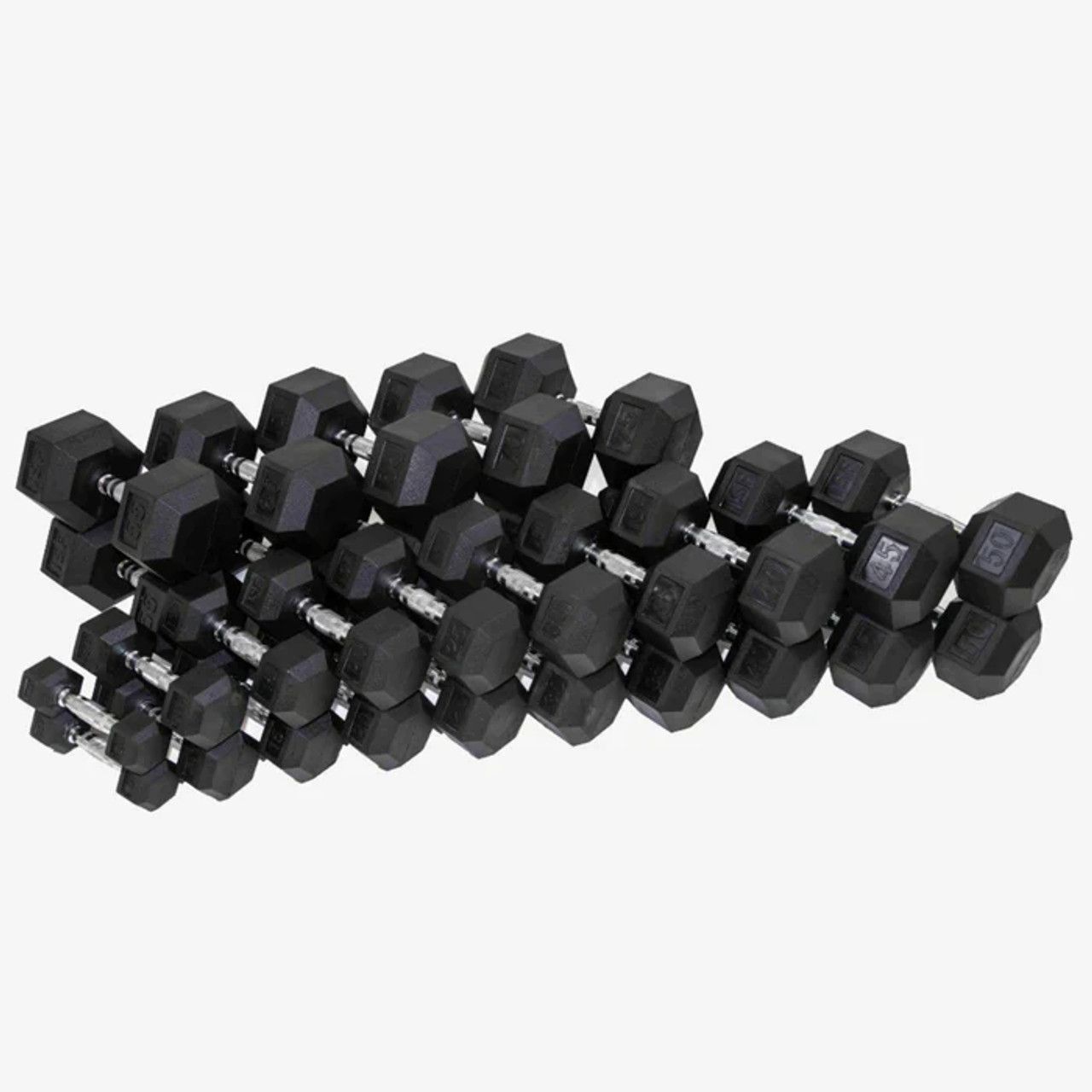 PowerStream Rubber Hex Dumbbells SET 5-50lbs PowerStream Rubber Hex Dumbbells SET 5-50lbs