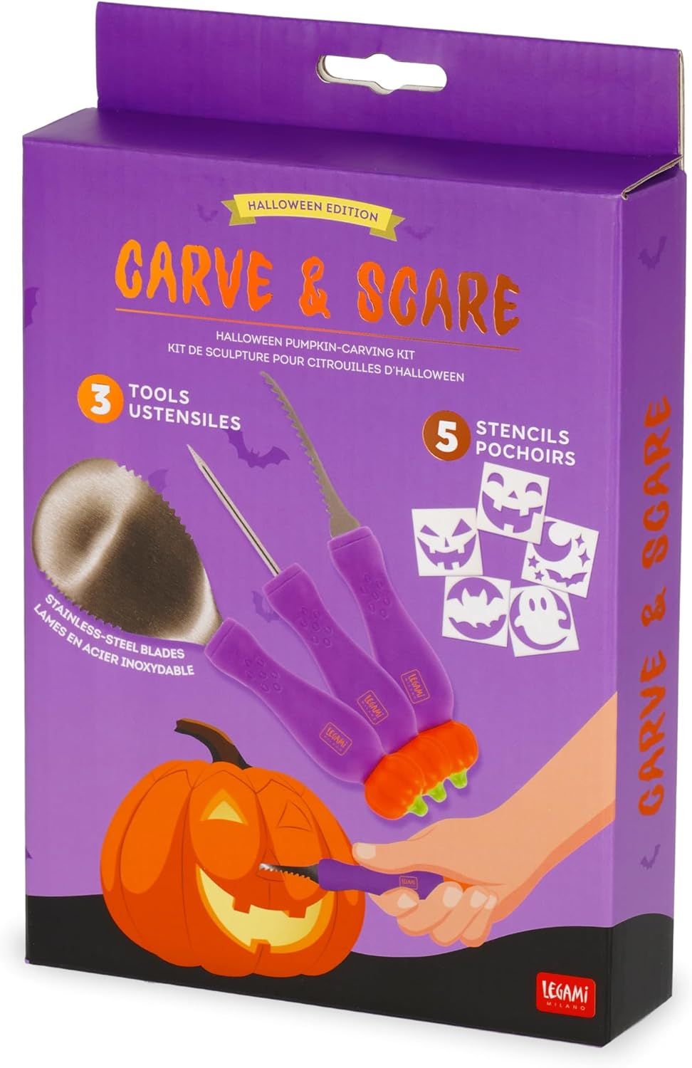 Kit per intagliare zucca di Halloween - Carve &amp; Scare - LEGAMI