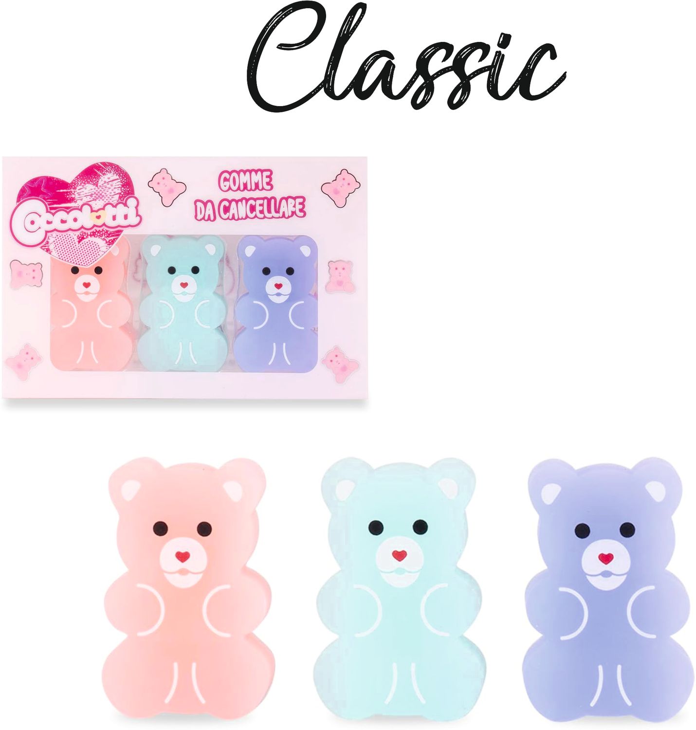 Set 3 gomme da cancellare Coccolotti