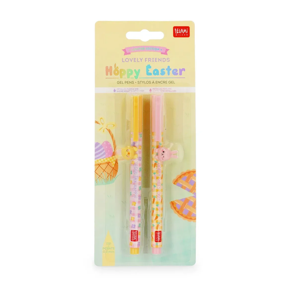 Set di 2 Penne Gel con Animaletto Decorativo - Lovely Friends - Hoppy Easter - Legami Milano