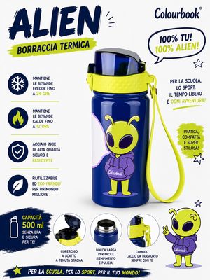 Borraccia Alieno &amp; Unicorno  400 ml Termica con Cannuccia in Silicone