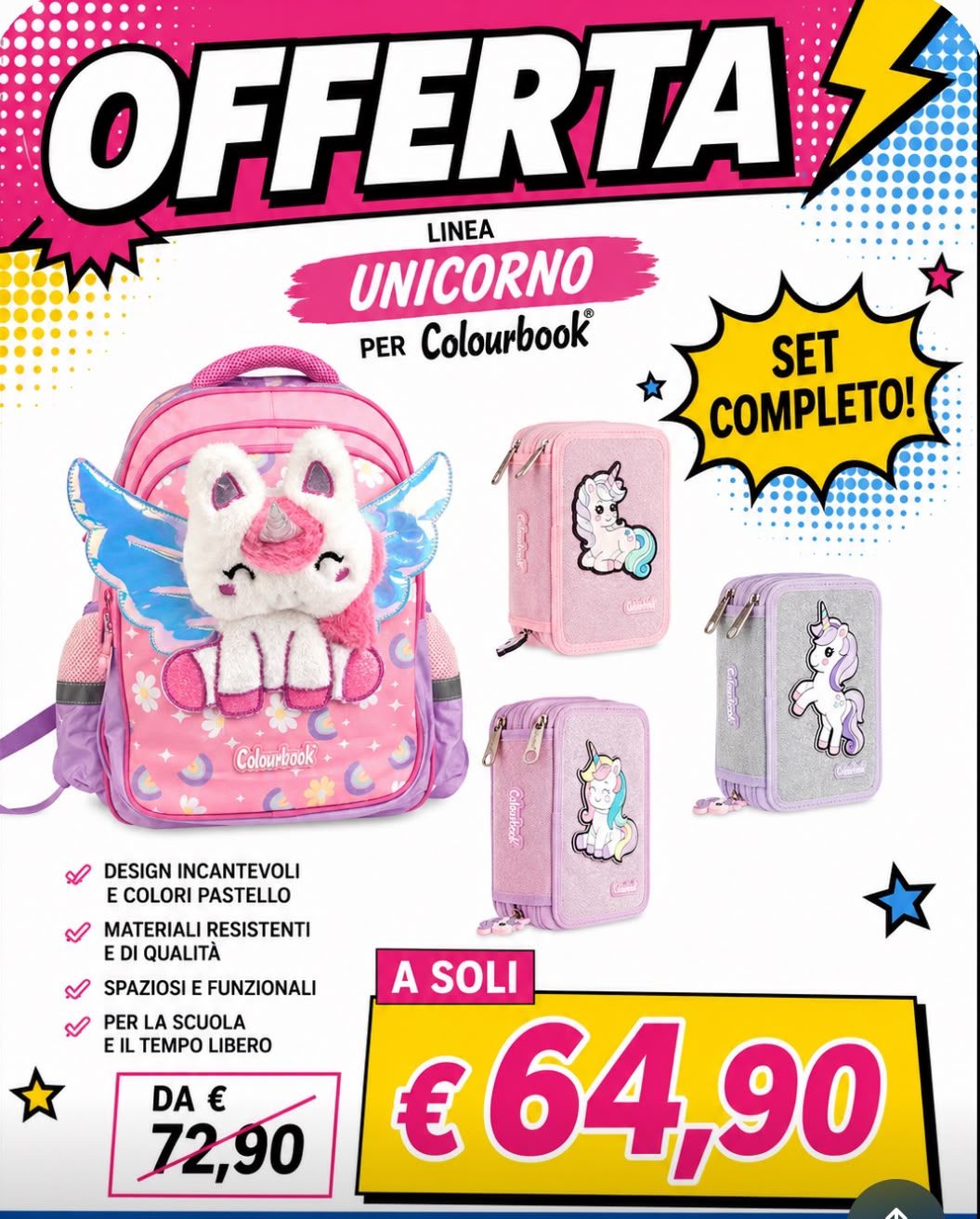 ZAINO+ASTUCCIO UNICORNO COLOURBOOK