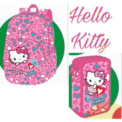 Zaino scuola organizzato Hello kitty