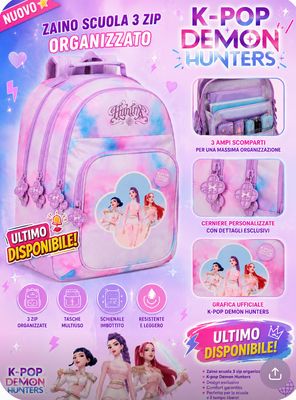 Zaino 3 zip organizzato K-pop Demon Hunters