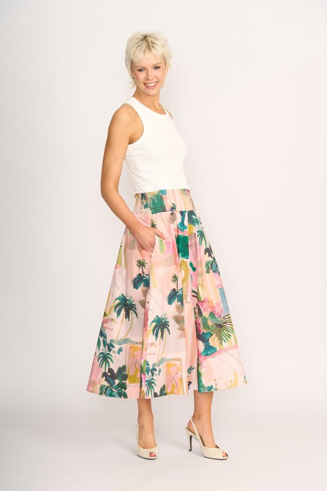 TP14120 Skirt A-Lined Shirred Waist