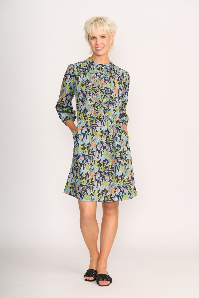 Pintuck &amp; Lace Dress