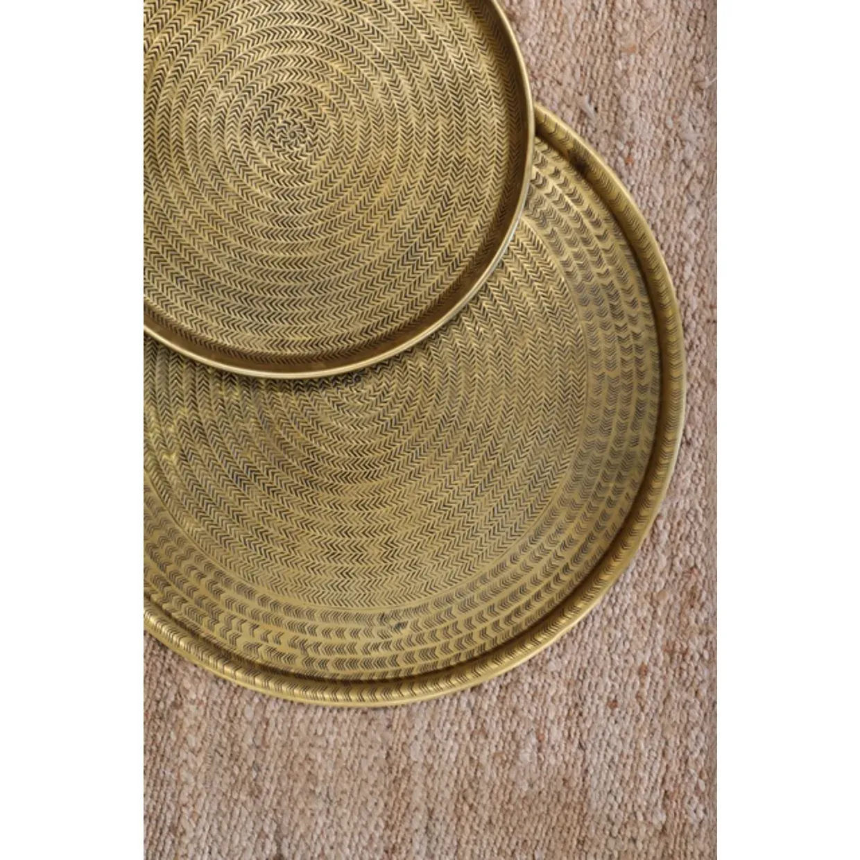 Ravello Large Etched Tray in Antique Brass Finish