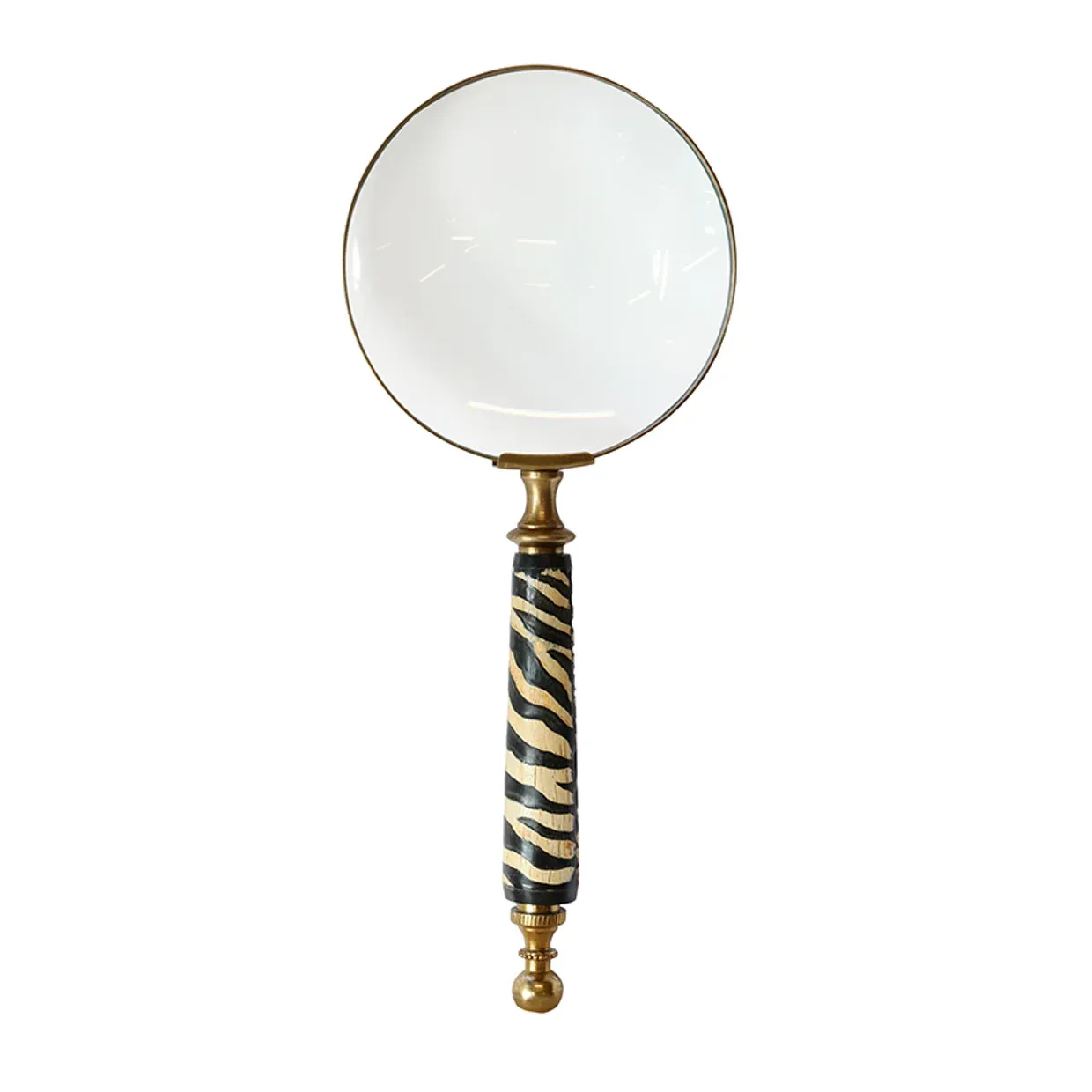 Magnifying Glass Horn Handle Nickel Finish