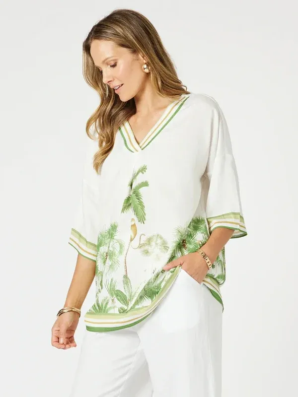 Amazon Print V Neck Top