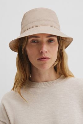 Branded Bucket Hat, Colour: Natural, Size: Small