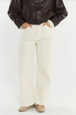 Nuala Wide Leg Jean, Colour: Parchment Cream, Size: 8