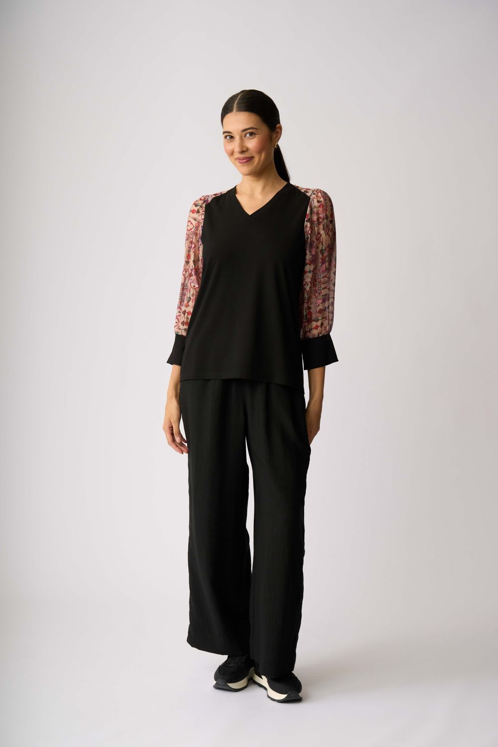 Contrast Woven Shoulder Top