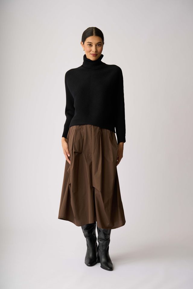 Chevron Rib Roll Neck Sweater