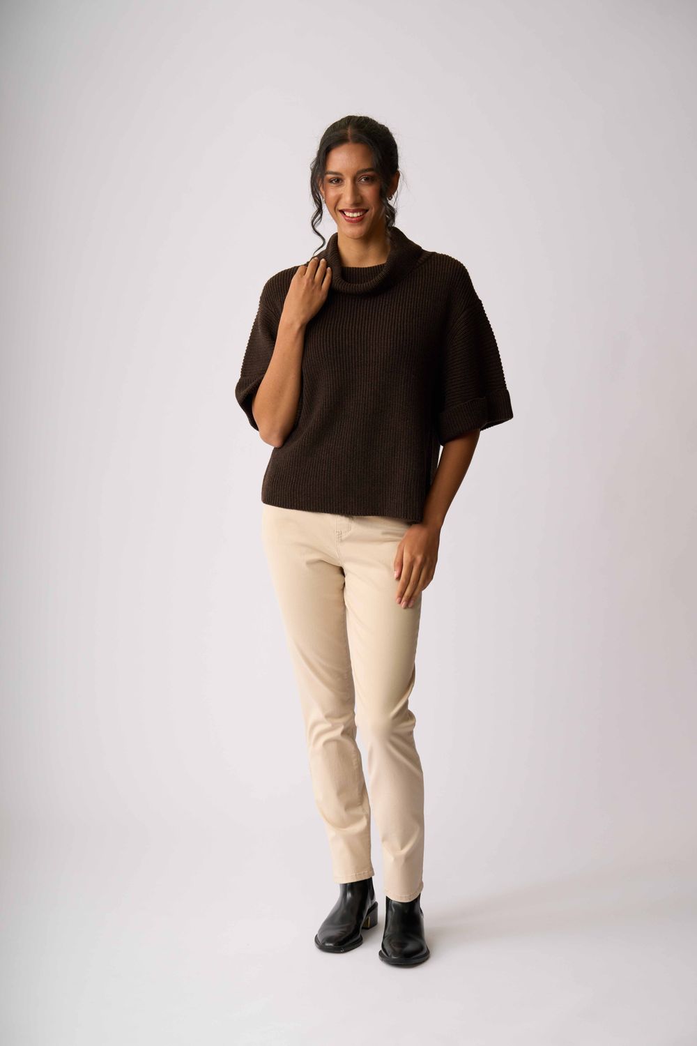 Cowl Neck Rib Jumper