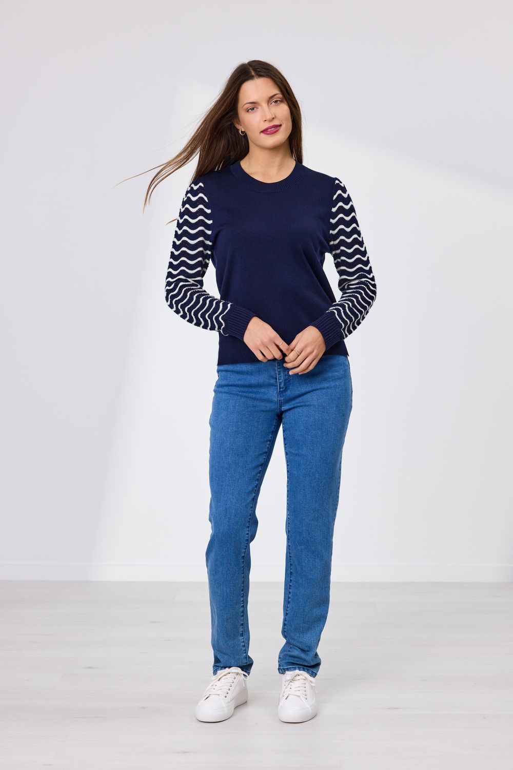 Sandy Stripe Sleeve Merino Jumper