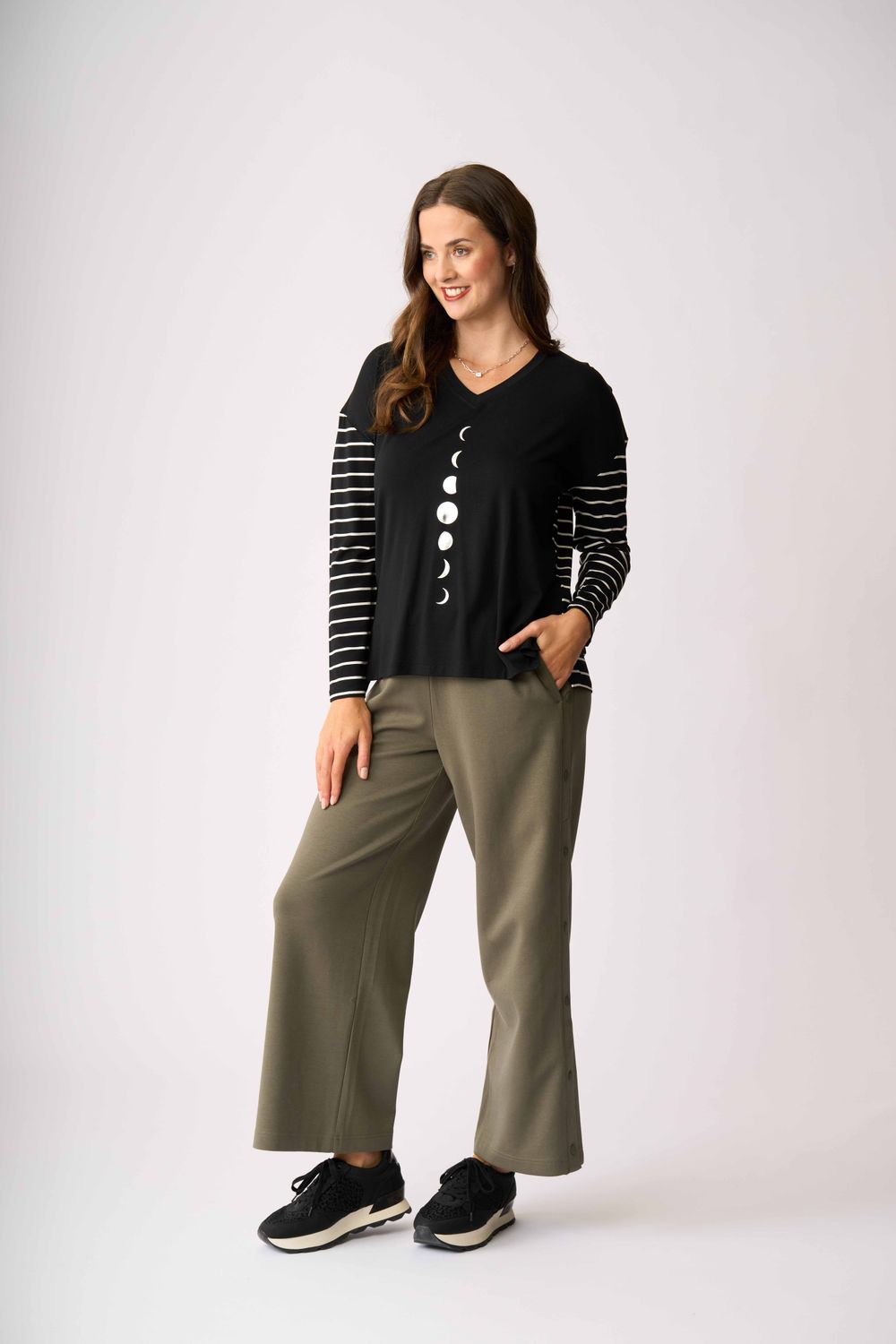 Combo Print Top, Colour: Moon Phases, Size: S