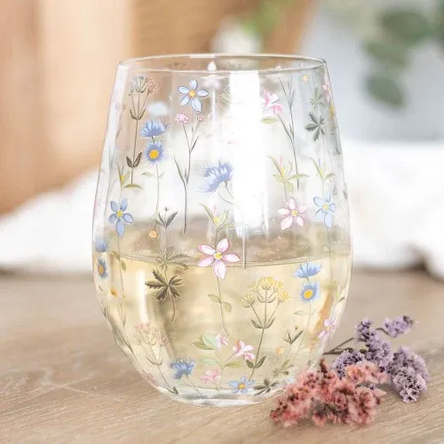 Floral Stemless Glass
