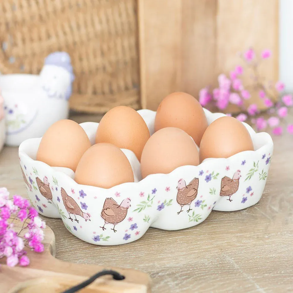 Floral Hen Print Egg Holder