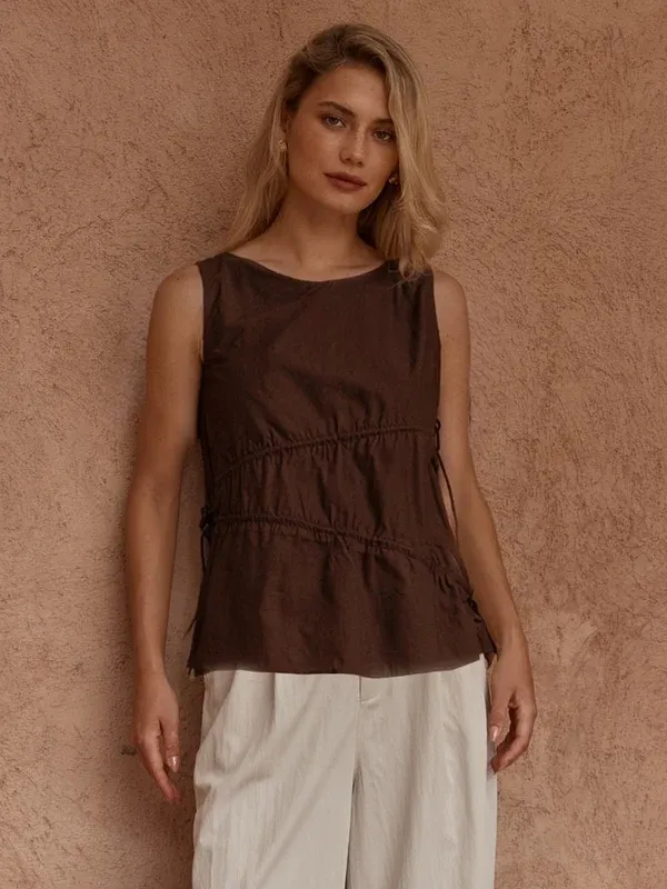 Elin Gathered Tie Top