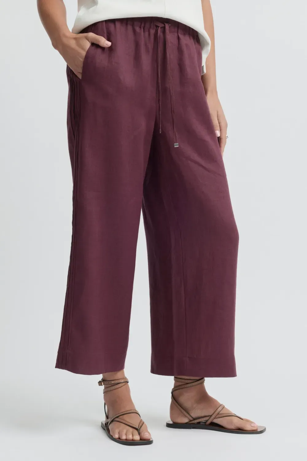 Tirari Pintuck Pant, Colour: Raisin, Size: 8