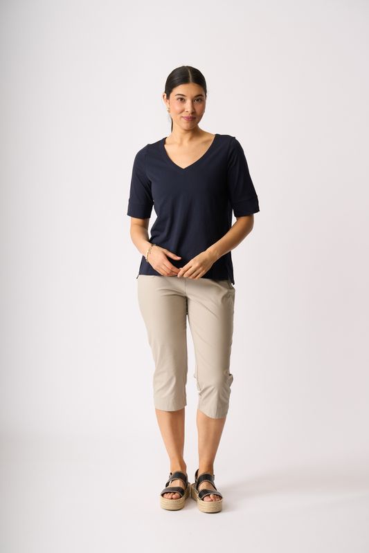 V Neck Elbow Sleeve Top