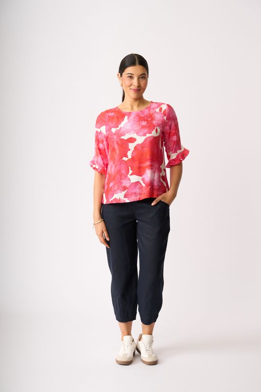 Ruffle Sleeve Scoop Top