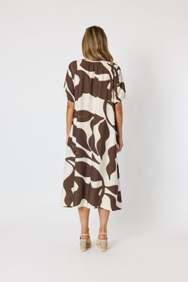 Bay Leaf Print Midi Dress