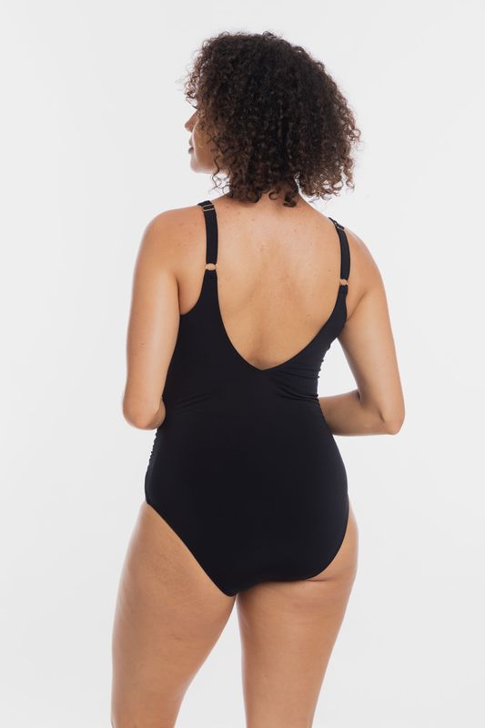 Black V Neck Ruched