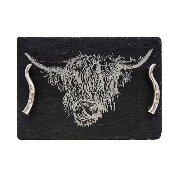 Selbrae House Medium Slate Serving Tray Highland Cow