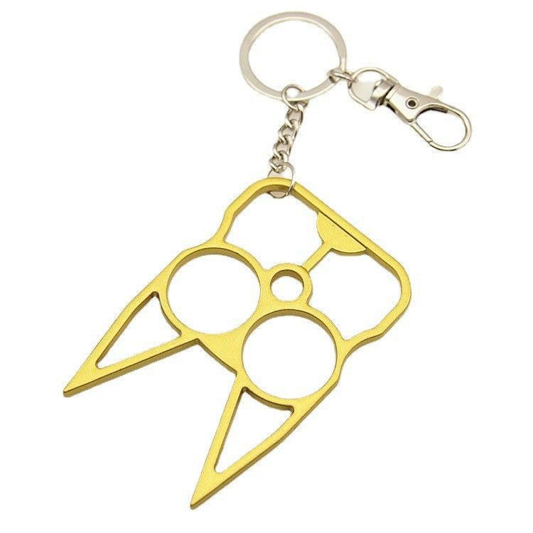 Self Defense Survival 2 Finger Clasp Multi Functional Keychain Gold