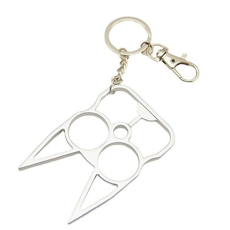 Self Defense Survival 2 Finger Clasp Multi Functional Keychain Silver