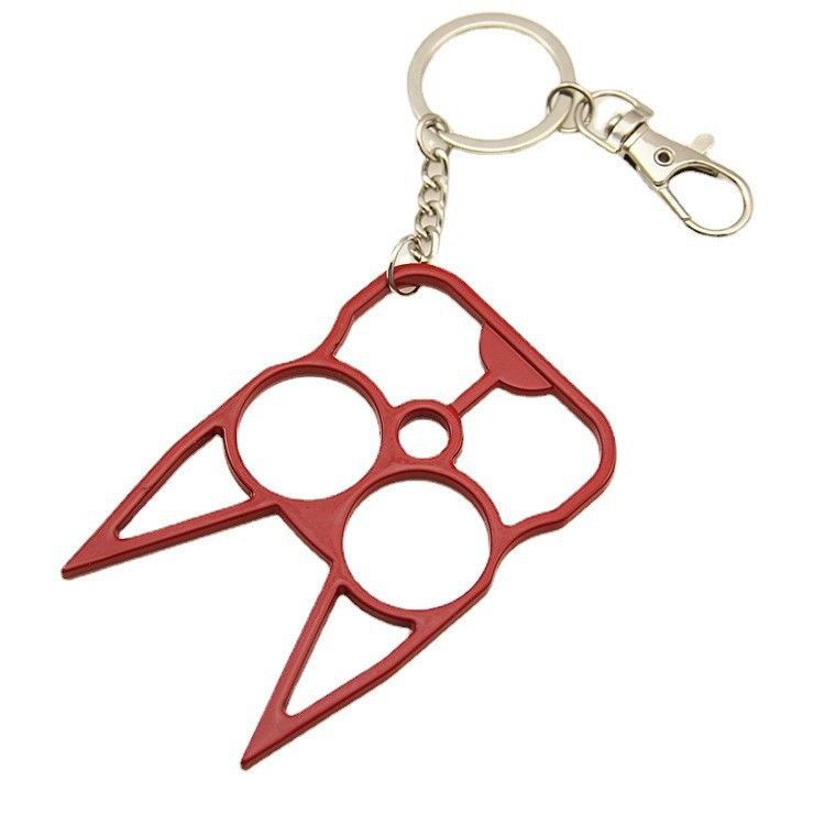 Self Defense Survival 2 Finger Clasp Multi Functional Keychain Red