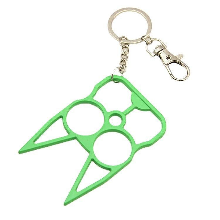 Self Defense Survival 2 Finger Clasp Multi Functional Keychain Green