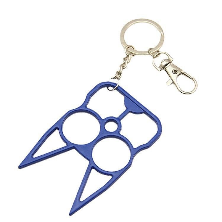 Self Defense Survival 2 Finger Clasp Multi Functional Keychain Blue
