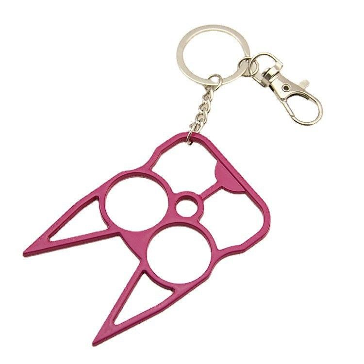 Self Defense Survival 2 Finger Clasp Multi Functional Keychain Rose Red