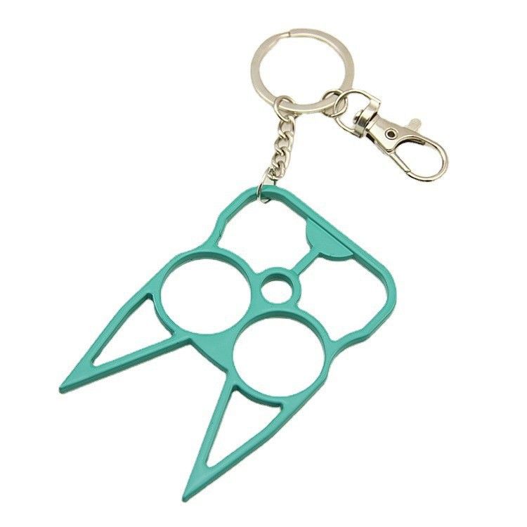 Self Defense Survival 2 Finger Clasp Multi Functional Keychain Light Blue