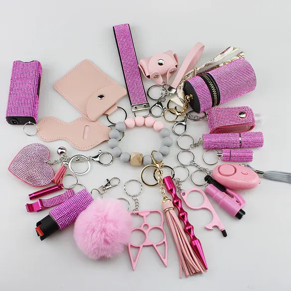 21 Piece Self-Defense Keychain Set Pink