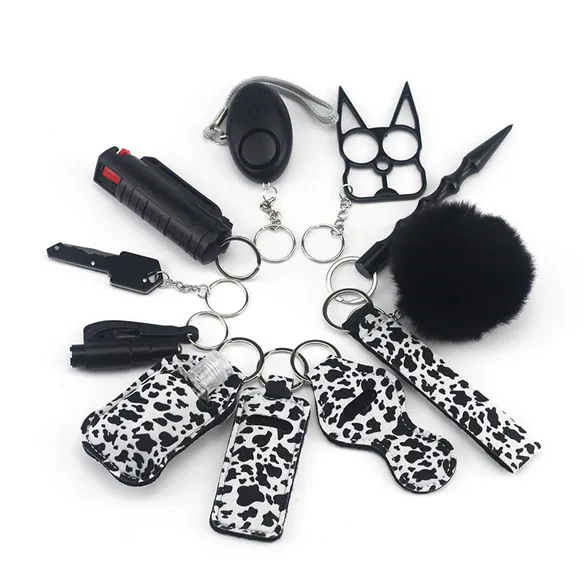 9 Piece Multi self-defense keychain-black cow