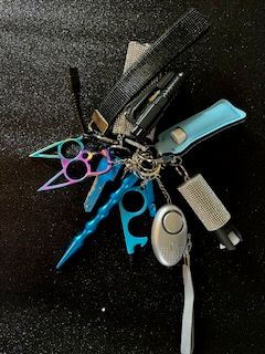 10 Pc Bling Set Light Blue and silver bling stun gun, multi color kitty ears